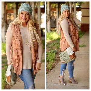 PLUS Camel Hooded Cargo Vest